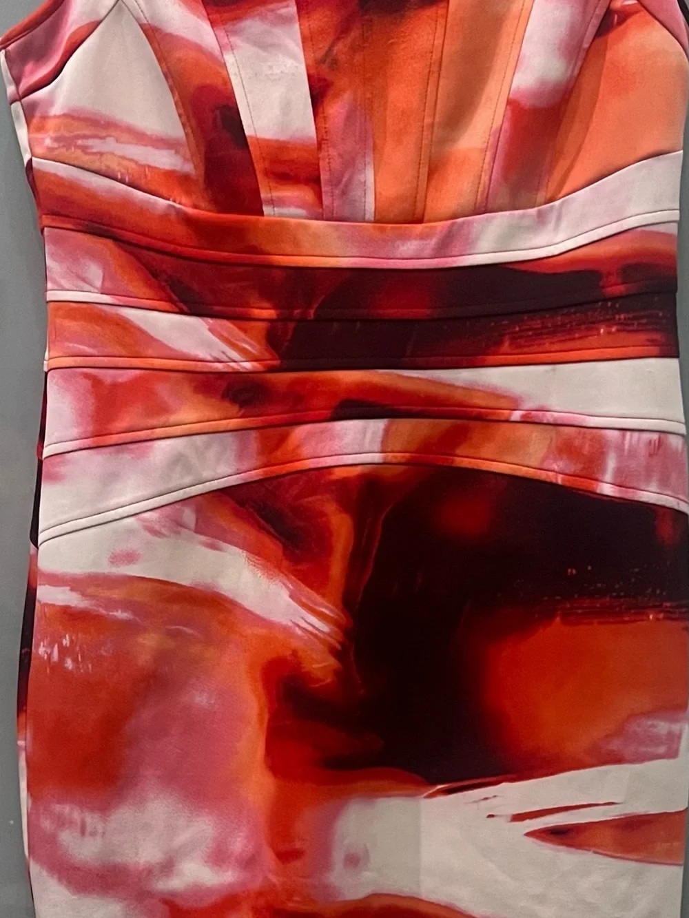 CALVIN KLEIN Abstract Red & Pink Printed Women’s Dress